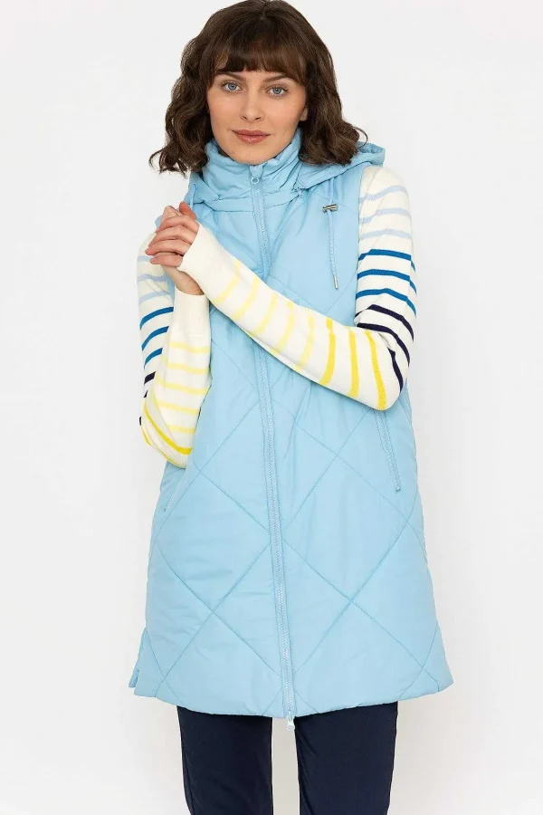 Kelly & Grace Weekend Long Hooded Gilet In Blue*Women Coats & Jackets