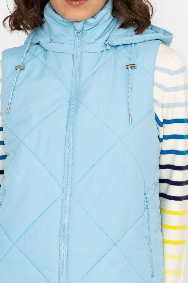 Kelly & Grace Weekend Long Hooded Gilet In Blue*Women Coats & Jackets