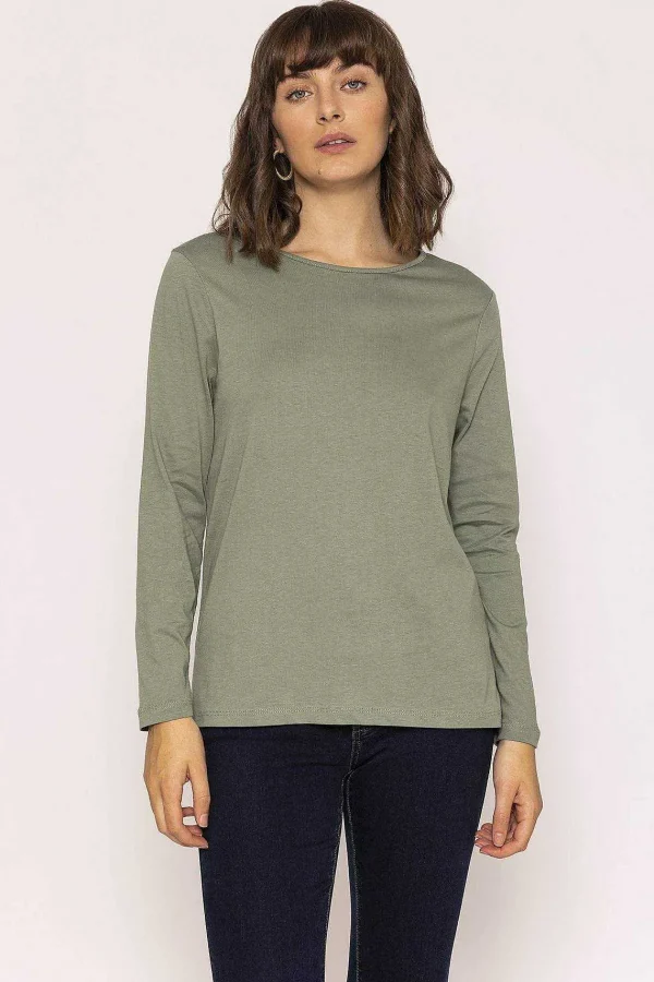 Kelly & Grace Weekend Long Sleeve Basic Tee In Khaki*Women Tops & Blouses