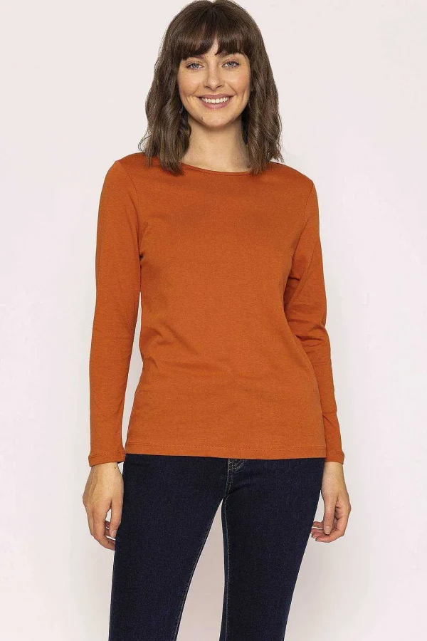 Kelly & Grace Weekend Long Sleeve Basic Tee In Rust*Women Tops & Blouses