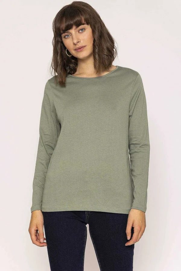Kelly & Grace Weekend Long Sleeve Basic Tee In Khaki*Women Tops & Blouses