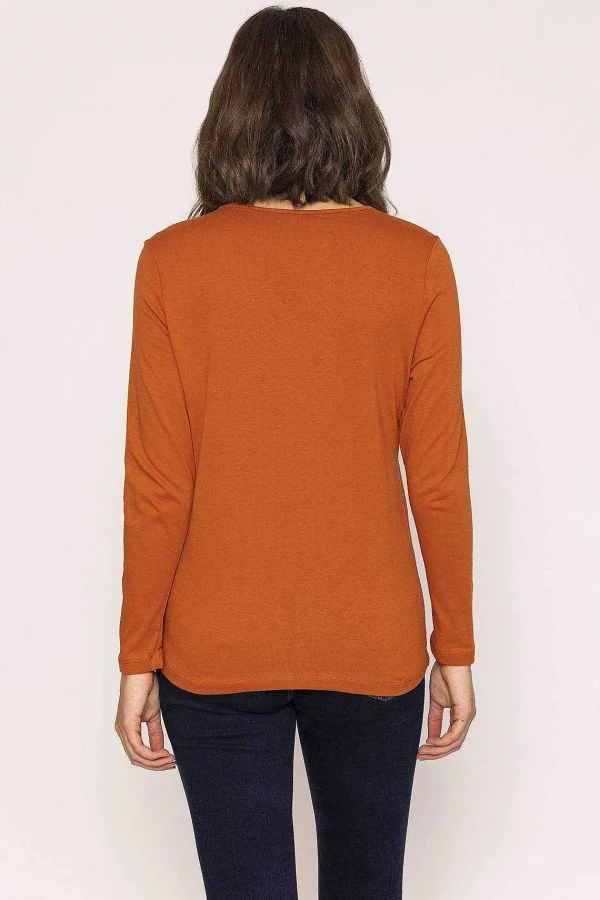 Kelly & Grace Weekend Long Sleeve Basic Tee In Rust*Women Tops & Blouses