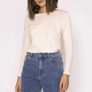 Kelly & Grace Weekend Long Sleeve Basic Tee In Ivory*Women Tops & Blouses