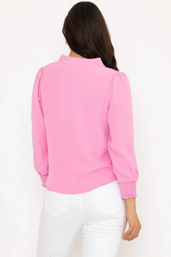 Pala D'oro Long Sleeve Collarless Top In Pink*Women Tops & Blouses