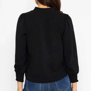 Pala D'oro Long Sleeve Collarless Top In Black*Women Tops & Blouses