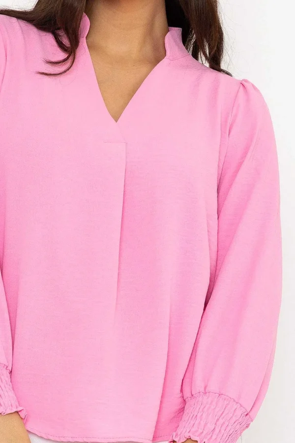 Pala D'oro Long Sleeve Collarless Top In Pink*Women Tops & Blouses