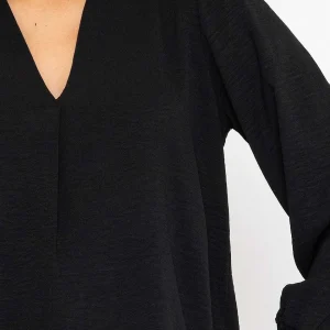 Pala D'oro Long Sleeve Collarless Top In Black*Women Tops & Blouses