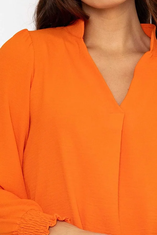Pala D'oro Long Sleeve Collarless Top In Orange*Women Tops & Blouses