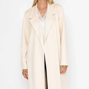 Pala D'oro Long Suede Coat In Beige*Women Coats & Jackets
