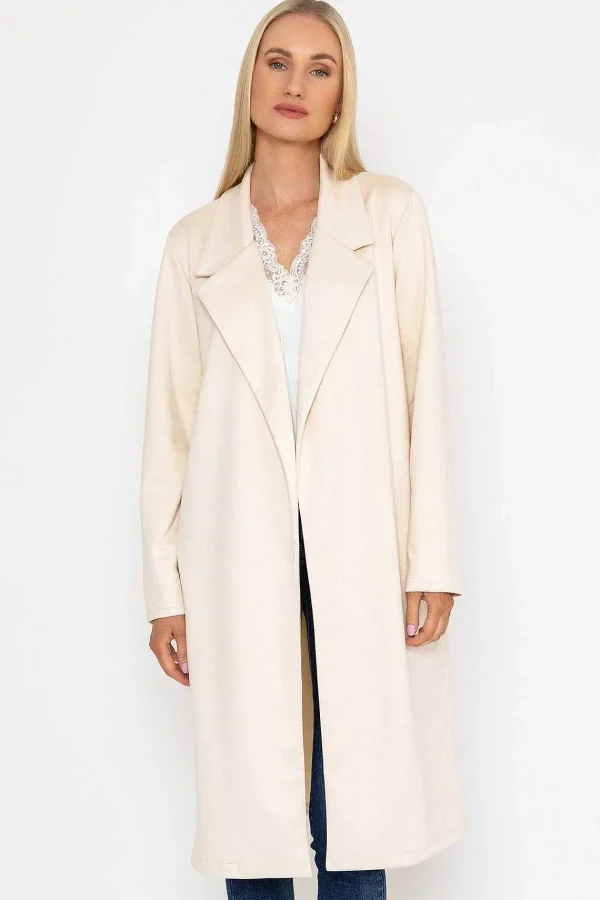 Pala D'oro Long Suede Coat In Beige*Women Coats & Jackets