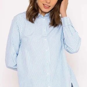 Kelly & Grace Weekend Longline Stripe Shirt In Blue*Women Tops & Blouses