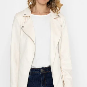 Rowen Avenue Longline Suede Biker In Ecru*Women Coats & Jackets