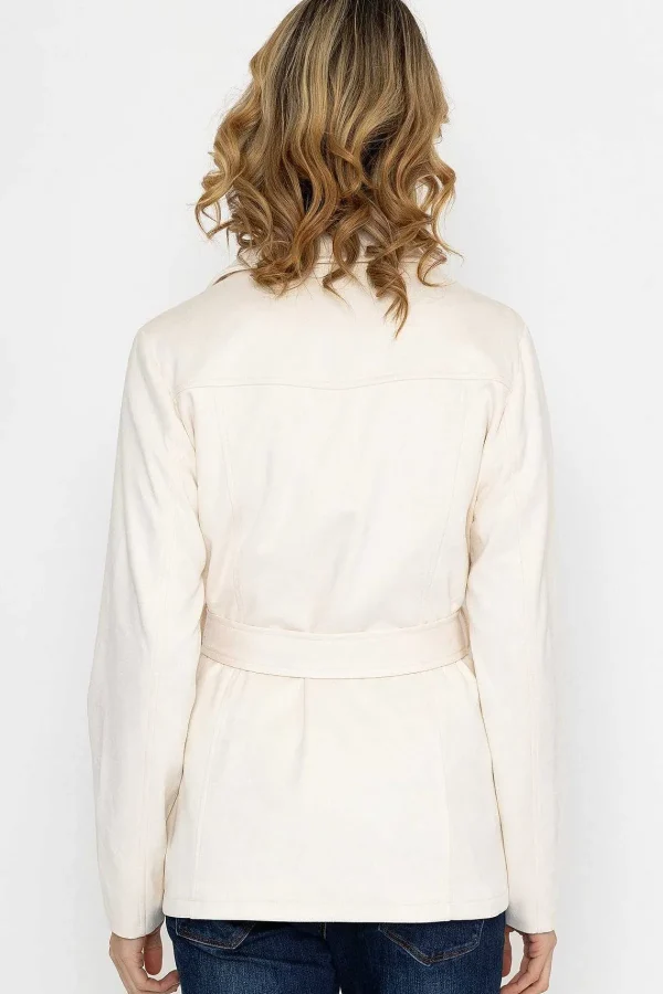 Rowen Avenue Longline Suede Biker In Ecru*Women Coats & Jackets