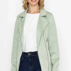 Rowen Avenue Longline Suede Biker In Sage*Women Coats & Jackets