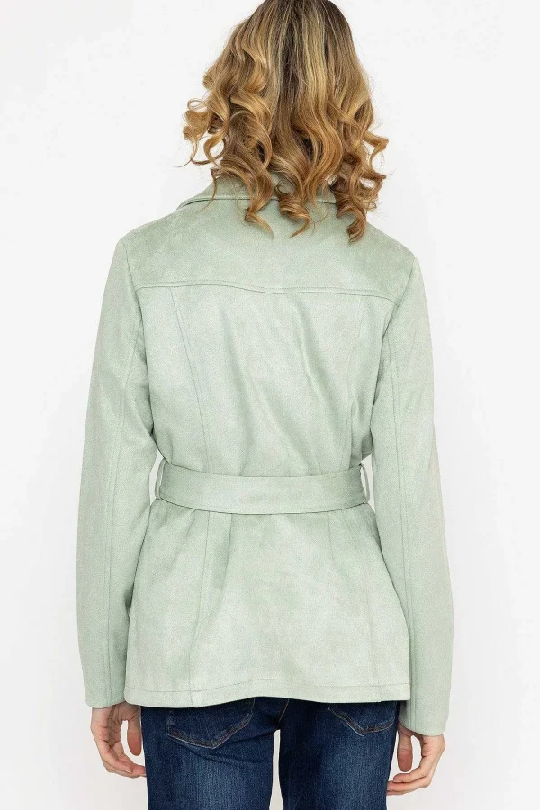Rowen Avenue Longline Suede Biker In Sage*Women Coats & Jackets