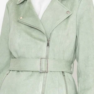 Rowen Avenue Longline Suede Biker In Sage*Women Coats & Jackets