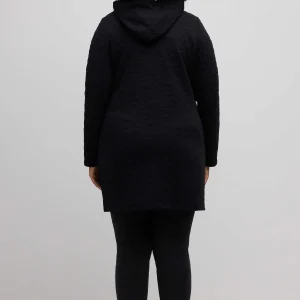 Ulla Popken Longline Zip Jacquard Jacket In Black*Women Hoodies & Sweatshirts