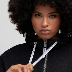 Ulla Popken Longline Zip Jacquard Jacket In Black*Women Hoodies & Sweatshirts