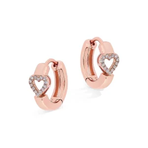 Tipperary Crystal Jewellery Love Heart Earrings In Rose Gold* Boxed Gifts