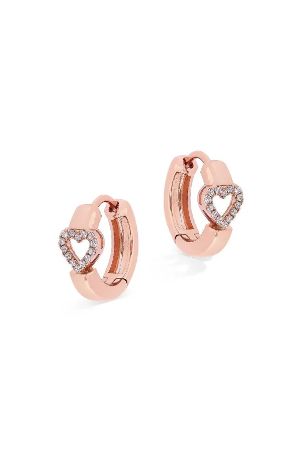 Tipperary Crystal Jewellery Love Heart Earrings In Rose Gold* Boxed Gifts