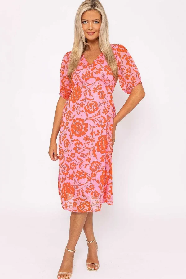 Rowen Avenue Luna Pink Print Midi Dress* Sale Dresses