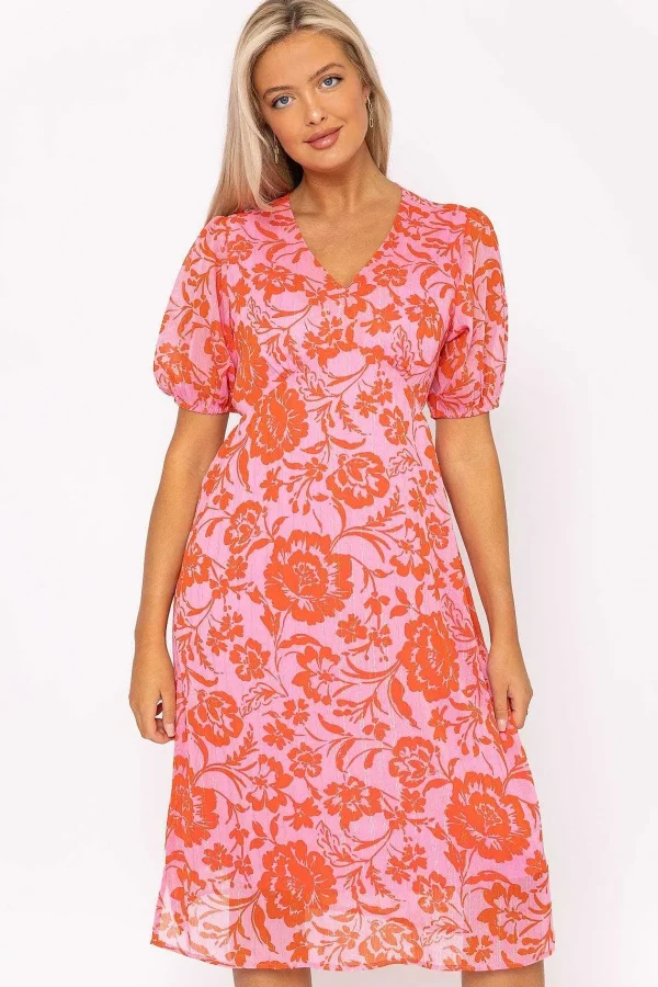 Rowen Avenue Luna Pink Print Midi Dress* Sale Dresses