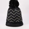 SOUL Accessories Lurex Stripe Beanie In Black* Hats
