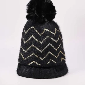SOUL Accessories Lurex Stripe Beanie In Black* Hats
