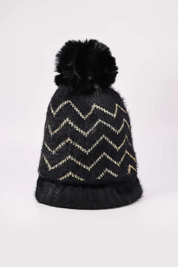 SOUL Accessories Lurex Stripe Beanie In Black* Hats