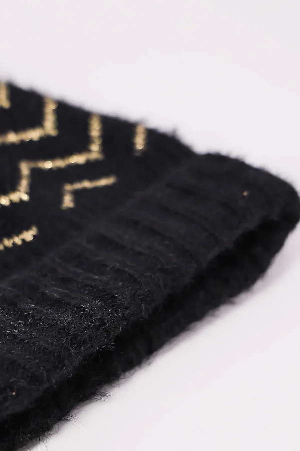 SOUL Accessories Lurex Stripe Beanie In Black* Hats