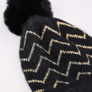 SOUL Accessories Lurex Stripe Beanie In Black* Hats