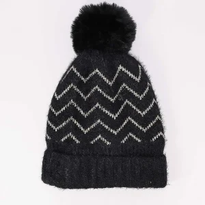 SOUL Accessories Lurex Stripe Beanie In Black* Hats