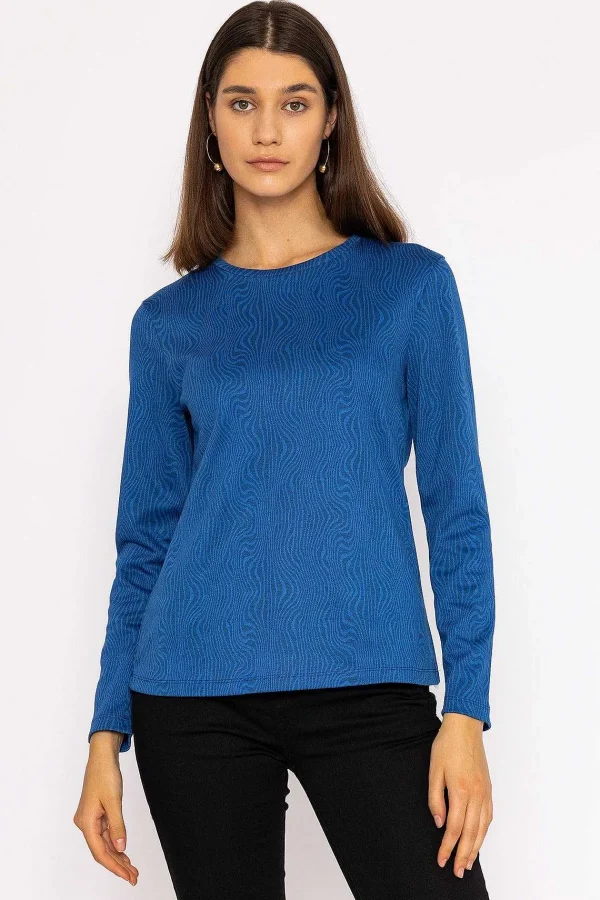Rowen Avenue Marble Crew Neck Sweatshirts In Blue*Women Hoodies & Sweatshirts