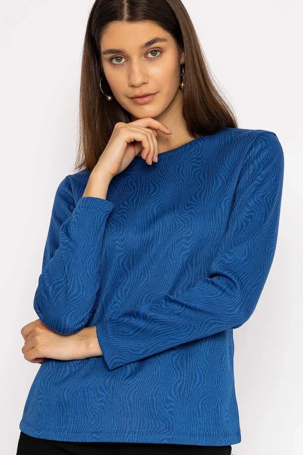 Rowen Avenue Marble Crew Neck Sweatshirts In Blue*Women Hoodies & Sweatshirts