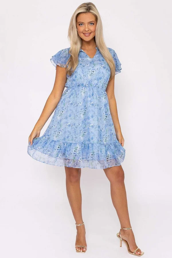 Rowen Avenue Maria Blue Printed Knee Dress* Sale Dresses