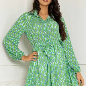 Pala D'oro Maria Mini Dress In Green Print*Women Dresses & Jumpsuits