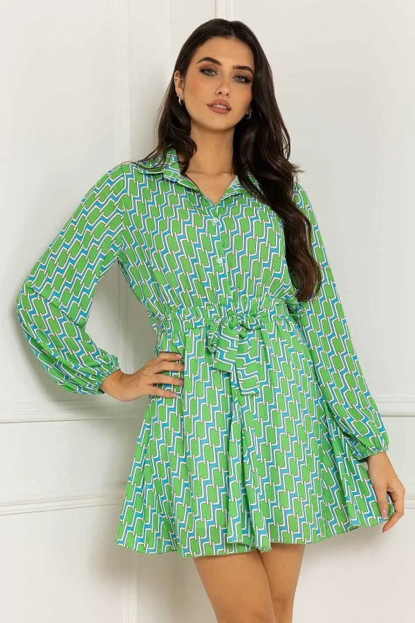 Pala D'oro Maria Mini Dress In Green Print*Women Dresses & Jumpsuits
