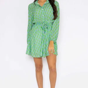 Pala D'oro Maria Mini Dress In Green Print*Women Dresses & Jumpsuits