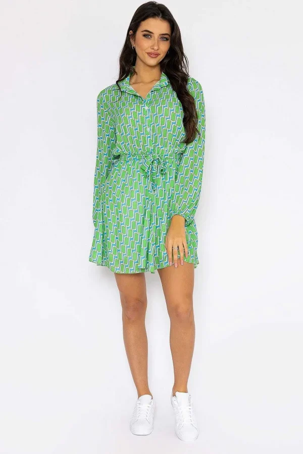 Pala D'oro Maria Mini Dress In Green Print*Women Dresses & Jumpsuits
