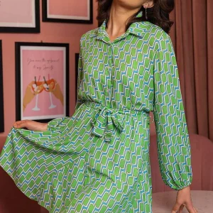 Pala D'oro Maria Mini Dress In Green Print*Women Dresses & Jumpsuits