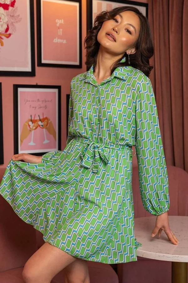 Pala D'oro Maria Mini Dress In Green Print*Women Dresses & Jumpsuits
