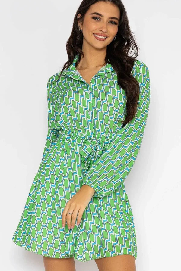 Pala D'oro Maria Mini Dress In Green Print*Women Dresses & Jumpsuits