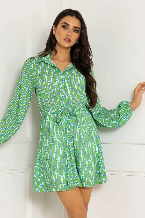 Pala D'oro Maria Mini Dress In Green Print*Women Dresses & Jumpsuits