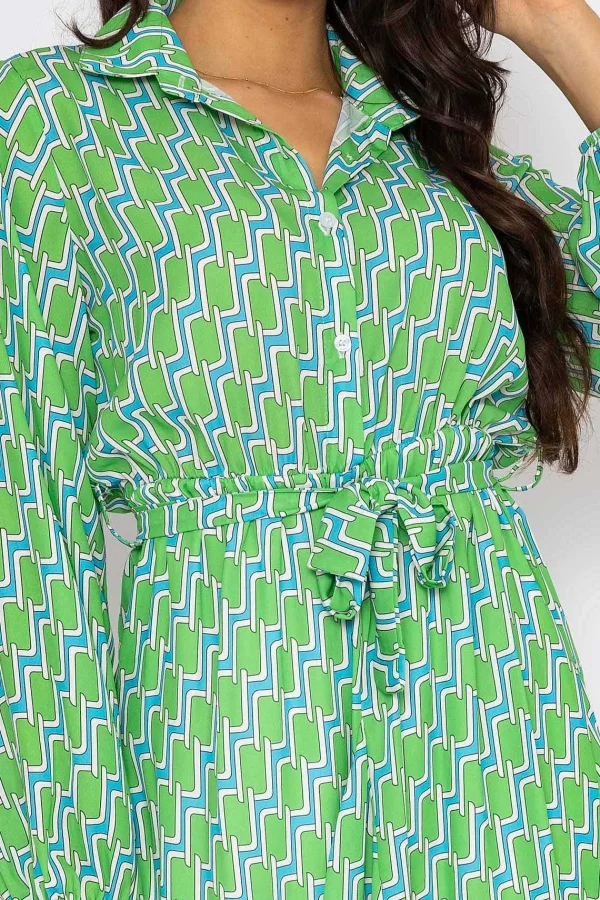 Pala D'oro Maria Mini Dress In Green Print*Women Dresses & Jumpsuits
