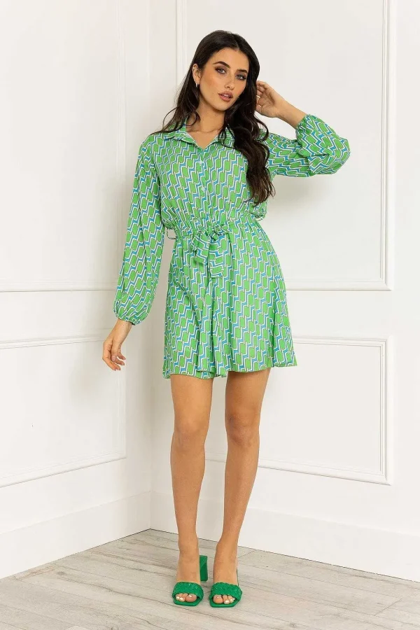 Pala D'oro Maria Mini Dress In Green Print*Women Dresses & Jumpsuits