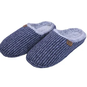 Portland Mens Chunky Knit Mule Slippers In Blue*Women Nightwear