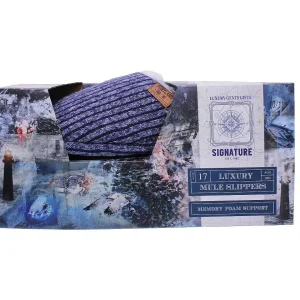 Portland Mens Chunky Knit Mule Slippers In Blue*Women Nightwear