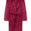 Marlon Sleepwear Mens Collared Fleece Robe In Wine*Women Nightwear