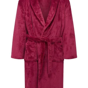 Marlon Sleepwear Mens Collared Fleece Robe In Wine*Women Nightwear