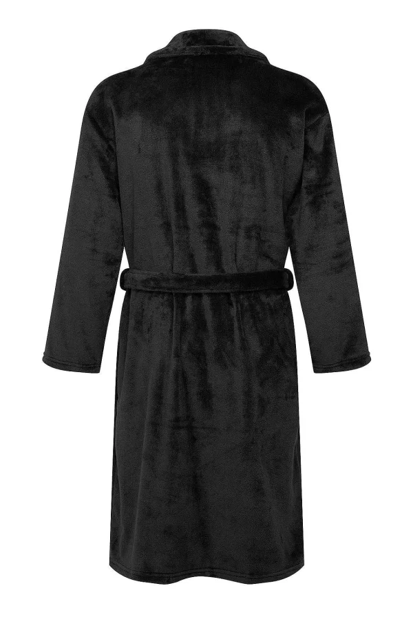 Marlon Sleepwear Mens Collared Fleece Robe In Black*Women Nightwear